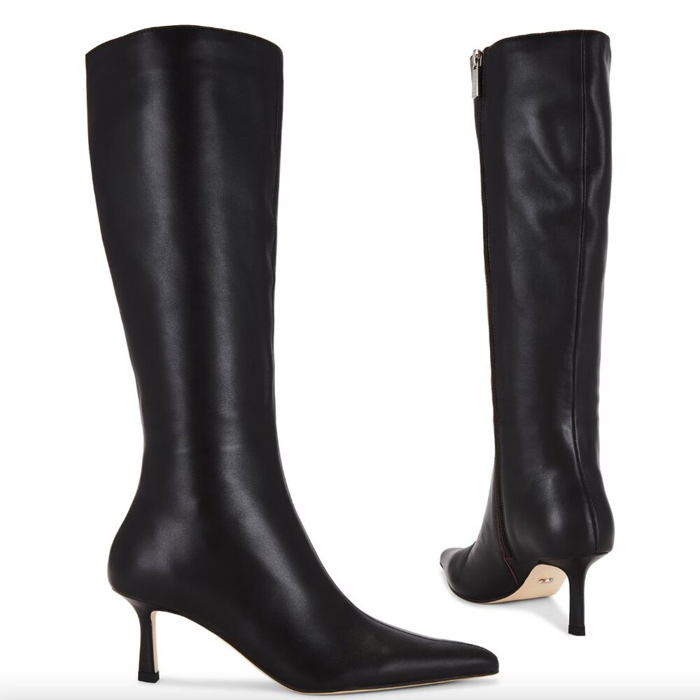 Tony Bianco Quest Boot in Chocolate Nappa Black Brown Heeled Tall Pointed Toe 6